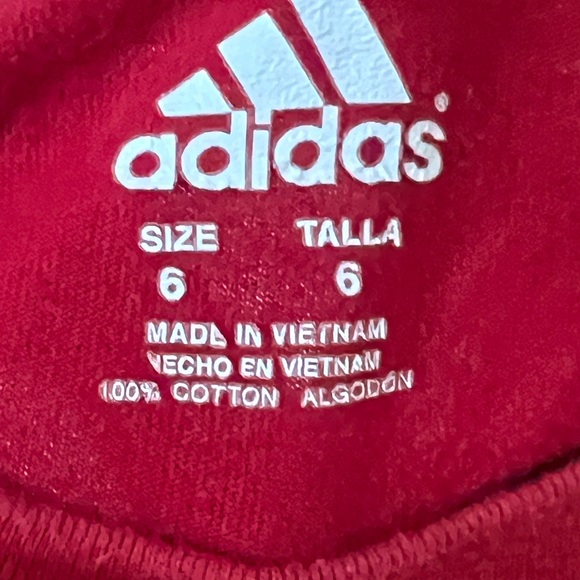 Adidas football boys size 6, long sleeve red T-shirt, EUC - Picture 3 of 3